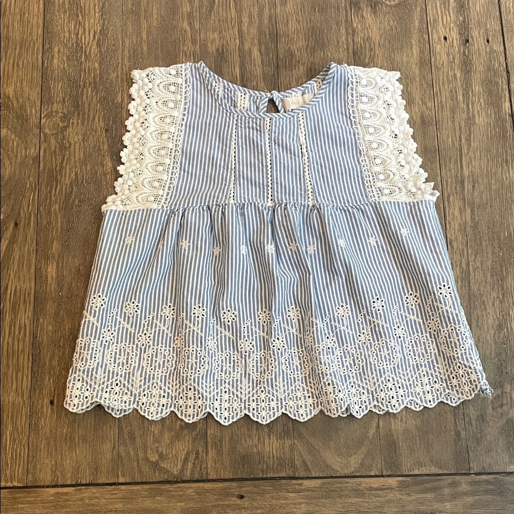 Altar'd State Blue and White Lace Blouse